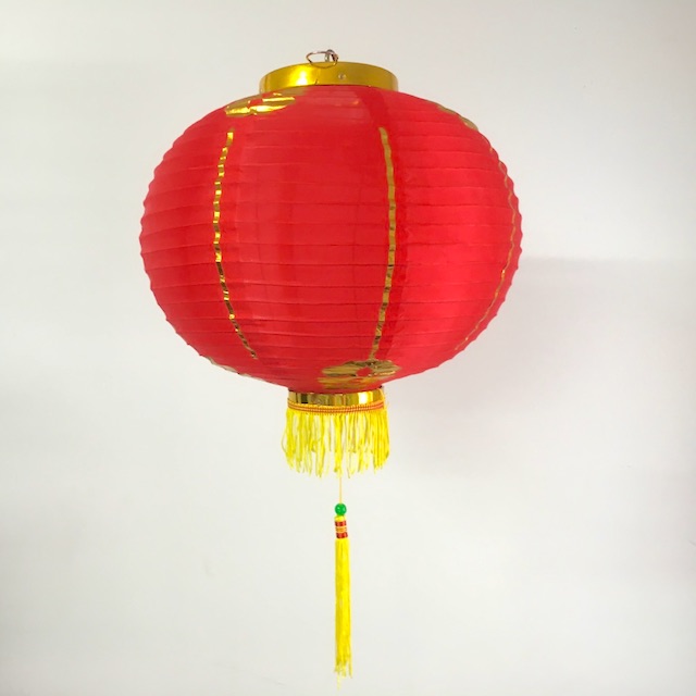 LANTERN, Asian - Red w Gold Motif 30cm